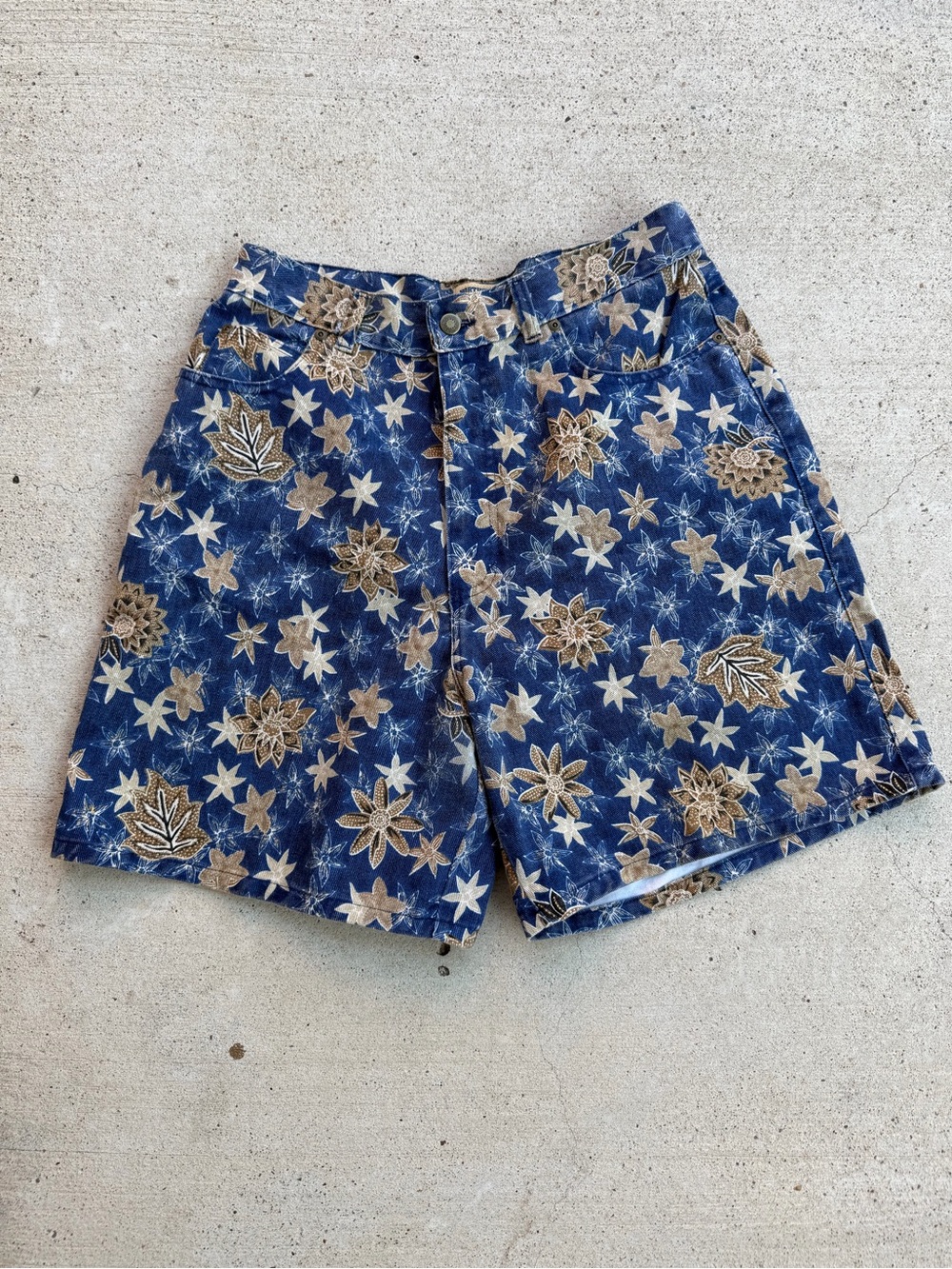 VTG Northwest Blue Floral High Rise Denim Mom Shorts USA Women’s 14 90s